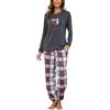 GAESHOW Set Pigiama Donna Maniche Lunghe, Comodo in Cotone, Collo Rotondo Lunga da Notte Leggero da Salotto con Tasche, S-XXL