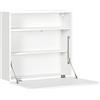HOMCOM Scrivania sospesa con ripiano pieghevole e 3 scomparti - 64 x 20 x 60 cm - bianco