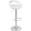 Baroni Home Sgabello Bar Girevole Altezza Regolabile, Seduta in Plastica e Schineale, Base Cromata, Poggiapiedi e Fondo Antigraffio, Sgabello Cucina e Penisola, 37x45x59-79 cm, Bianco, 1 Pezzo