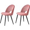 BenyLed Set di 2 Sedie da Pranzo in Velluto Matty, Sedia da Cucina Imbottita Moderna di Metà Secolo con Gambe in Metallo per il Soggiorno, Sala da Pranzo (Rosa)