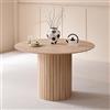 GrandCA HOME Tavolo da Pranzo Rotondo, Tavolo da Cucina Moderno 120 cm, Tavolo da Pranzo con Base Rotonda in Legno, Grande Scrivania in MDF per 4-6, Marrone Chiaro