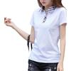 REHJJDFD Solido maniche corte polo donna cotone plaid collo T Shirt Casual Golf Felpa, bianco, M