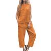 HEONSATI Completi Donna Elegante Sportiva in Lino Completo Leggeri Casual Oversize Tute Top e Pantaloni Larghi Tuta Cotone e Lino Due Pezzi Slim Fit Estiva da Spiaggia Completo Cotone Mare Curvy