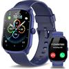 AOSRAU Smartwatch Uomo Donna,1.95 Orologio Smartwatch con Effettua/Risposta Chiamate,110Sportive Smart Watch con Contapassi/24H Sonno Cardiofrequenzimetro, Impermeabil IP68,Tracker per Android iOS,Blue