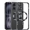 Phoona Cover Placcatura per iPhone 16 Plus 6,7 Pollici, Obiettivo per Fotocamera Protezione Completa e 2 × vetro temperato, Compatibile con MagSafe Ricarica Wireless, Protezione Militare, Nero