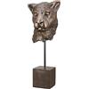 Casablanca modernes Design Casablanca - Statuetta decorativa a forma di leopardo con testa su base XL, in resina 3D, colore: bronzo, altezza 46 cm
