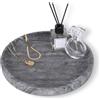 WORHE Vassoio rotondo in marmo piatto gioielli per tavolino soggiorno scrivania cucina bagno nero (WH017)