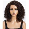 Style Icon Parrucca corta in capelli veri e propri capelli umani, da 10 pollici, con arricciatura profonda Bob Wigs Jerry Curly Bob Wig non pizzo anteriore (#4, lato laterale)