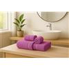 GX GARGIX SET Asciugamani, Tris Spugna per Hotel Vari Colori Bagno Telo Doccia + Viso + Ospite (Florida-3/Fuxia)