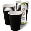 GREENBOX Tazza di carta biologica, usa e getta, tazza di carta, compostabile e biodegradabile, nero, non stampata, ecologica, 50 pezzi, 300 ml, 12oz