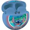 Lexibook, Disney Stitch, Cuffie Stereo Wireless, Suono di Alta qualità, Microfono Integrato, Controlli Touch, Custodia di Ricarica, Suono limitato a 85 Db, Blu, HPBT05D, Taglia unica