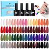 TOMICCA Set di 42 smalti UV 36 colori, rosso, marrone, nero, blu, gel smalto e 4 pezzi, base top coat Blooming, 2 display tondi