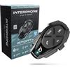INTERPHONE SPORT HD Singolo, Interfono moto di gruppo per 4 motociclisti fino a 1km di distanza, Interfono casco universale con Bluetooth per GPS, musica e chiamate, Autonomia 15h e impermeabile IP67