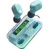 Music Hero auricolari TWS wireless con custodia di ricarica, schermo LCD, microfono integrato, musica e chiamate per 3 ore, comandi touch, blu