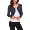 Hotouch Bolero Donna Elegante Coprispalle Giacca Corta con Spalla Maniche Lunghe Cardigan Leggero Shrug con Bottone Estivo Casual Cardigan Blu S