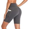 GIMDUMASA Pantaloncini Sportivi Donna Calzamaglia Pantaloni da Yoga A Vita Alta Leggins Shorts con Tasche Laterali Corsa Allenamento Palestra Running Ciclismo Fitness Corti GI317(Grigio,XXL)