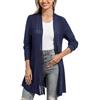 iClosam Cardigan Casual Donna Aperto sul Davanti a Maniche Lunghe Lunghezza Media A-Blu Navy,XL