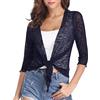 Gyabnw Coprispalle e bolero UK Tie Front Cardigan estivo pizzo giacca trasparente per abiti, Blu navy, 1, XXL