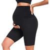 Jynnxa Pantaloncini Premaman con Tasche Leggings Corti da maternità da Donna Estivi Pantacollant Gravidanza sopra la Pancia