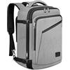 MATEIN Bagaglio a Mano Aereo 55x35x25 ITA Airways, Zaino da Viaggio 50L Borsa da Cabina Espandibile Travel Bag per Donna Uomo, Multitasche Leggero Zaini Casual per Air France, Air Europa, KLM, Grigio