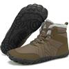 Mishansha Barefoot Shoes Invernali Uomo Stivaletti Scarponi Trekking Donna Inverno Scarpe Piedi Nudi Caldo Impermeabile Antiscivolo Stivali Marroncino 48 EU