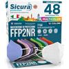 SICURA MASCHERINE CHIRURGICHE 48 Mascherine FFP2 COLORATE Certificate CE Bianche, Nere, Verdi Mela, Tortora, Viola, Rosa, Lavanda, Azzurre, Verdi, Rosse, Arancioni e Blu Made in Italy SICURA BFE ≥99%