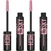 Maybelline New York Sky High Lash Sensational Mascara Volumizzante e Allungante Colore Cosmic Black con Scovolino Flessibile per Ciglia Definite Lunghe e Piene - 2 Cosmetici