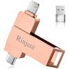 Rinjani Chiavetta USB 256GB per iPhone MFI Lightning,Chiavetta USB C Per iPhone 15/16/OTG Android Smartphone/iPad/PC,(Senza APP)Penna USB 3.0 Pen Drive Memoria Esterna per Scaricare Foto,Video 3 in 1