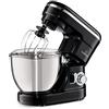 Klarstein Bella Mini - Robot da Cucina, Impastatrice Planetaria, 1200 W, 6 Livelli di Velocità, Mixer in Acciaio Inox, Funzione a Impulsi, Sistema di Miscelazione Planetario, 3 Attacchi, Nero