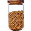 Upstore Barattolo per alimenti in vetro trasparente 950 ml con coperchio ermetico in legno di acacia, contenitore per alimenti per caffè chicchi spezie zucchero biscotto noci snack caramelle