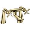 VeeBath Ripple - Rubinetto miscelatore tradizionale per vasca da bagno, finitura classica in ottone spazzolato, stile vittoriano, doppio controllo a leva, rubinetto da bagno montato sul ponte