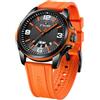 NAVIFORCE Orologio impermeabile per uomo e donna, orologio analogico automatico con data, militare, sportivo, unisex, cinturino in silicone, arancione e nero.