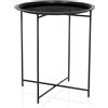 hjh LIVING Tavolino Rotondo, tavolino Piccolo ALLRUND Tavolo da Balcone in Metallo, tavolino portaoggetti, Struttura Pieghevole, Nero