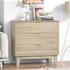 Skokliz Cassettiera a 3 Cassetti in Legno, Cassettiera per Camera da Letto, Comò Stile Nordico con Gambe in Legno di Pino per Ingresso, Soggiorno, Cameretta e Corridoio, 80x40x80 cm