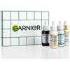 Garnier - Confezione regalo 4 sieri per il viso - Siero anti-macchia marrone vitamina C - Siero anti-punti neri e imperfezioni al carbone - Siero repellente ialuronico Aloe - Siero autoabbronzante