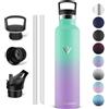 Vikaster Borraccia termica - 1l, Borraccia acciaio inox, Borracce Senza Perdite, con Cannuccia, Borraccia Termiche Sportiva, Adulto, Scuola, Outdoor