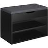 TecTake 800843 Scarpiera Compatta, Scaffale per Scarpe, 2x Ripiani Aperti, 1x Ripiano Apribile, Comoda Imbottitura per la Seduta, Panchina Universale (Nero)