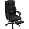 TecTake® Sedia Ufficio Ergonomica, Poltrona relax con Poggiapiedi Estraibile, Sedia Gaming per Scrivania Gaming, Imbottitura in Velluto, Altezza Regolabile, Rotazione a 360°, 5 Ruote Doppie - Nero