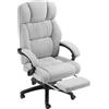 TecTake® Sedia Ufficio Ergonomica, Poltrona relax con Poggiapiedi Estraibile, Sedia Gaming per Scrivania Gaming, Imbottitura in Velluto, Altezza Regolabile, Rotazione a 360°, 5 Ruote Doppie - Grigio