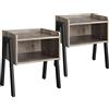 Yaheetech Set 2 Comodini da Camera da Letto Industriale Tavolini da caffè Laterale Impilabili 46 x 33 x 53 cm Mobiletto da Divano Vintage Mobile Struttura in Metallo da Salotto Grigio