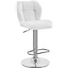 Yaheetech Sgabello Bar Alto Cucina Moderno Design in Similpelle con Schienale Girevole 360° Altezza Regolabile da Penisola Bianco