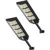 Hondony 2 Pack Lampione Solare LED Esterno 600W 468LEDs Lampioni con Sensore di Movimento e Crepuscolare, 6500K Faro Stradale con palo e telecomando, IP65 Impermeabile Lampada Solari per Giardino Strada
