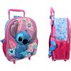 mybagstory - Stitch - Borsa a rotelle per bambini 3D 36 x 25 x 14 cm - Trolley per bambini con manico telescopico e ruote - Borsa scuola uno scomparto - per ragazze e ragazzi