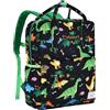 Kasgo Zaino Bambino, Zaino Bambina Zaino Scuola Elementare Leggero Zainetto Asilo Bimba Dinosauro Zainetti Bambini con Fascia Toracica Impermeabile Zaini Casual per Gita Viaggio, Nero