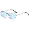 WDZAYXC Occhiali da sole classici rettangolari in metallo per uomo donna protezione UV400, Blu, taglia unica