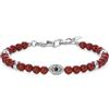 COAI Bracciale da Uomo con Amuleto Portafortuna Occhio Turco e Perline di Diaspro Rosso, Bracciale Malocchio da Uomo in Pietre Dure