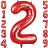OFFCUP Palloncino Numero 2 Rosso Gigante 40 Pollici Foil per Compleanno