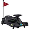 HOMCOM Go Kart Elettrico per Bambini 8-12 Anni 12V 3-8 km/h, Go Kart Drifting Macchina Elettrica per Bambini con Accensione Lenta, Luci, Musica e Cintura di Sicurezza, Nero