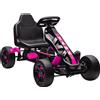 AIYAPLAY Kart a pedali per bambini, karting per bambini da 3 a 6 anni con frizione automatica, freno, ruote EVA antiscivolo, rosa | Aosom Italy