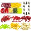 Wxgoqrcn 285 Esche Artificiali Spinning, Aspetto Realistico e Naturale, Esche Artificiali Morbide, Pratico Kit Pesca, con Breadworm, Lombrico e Grilli, per la Pesca D'acqua Dolce e Salata